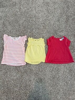 Carter's Girls' Pink Stripe, Yellow and Red Short Sleeve Tops - Set of 3